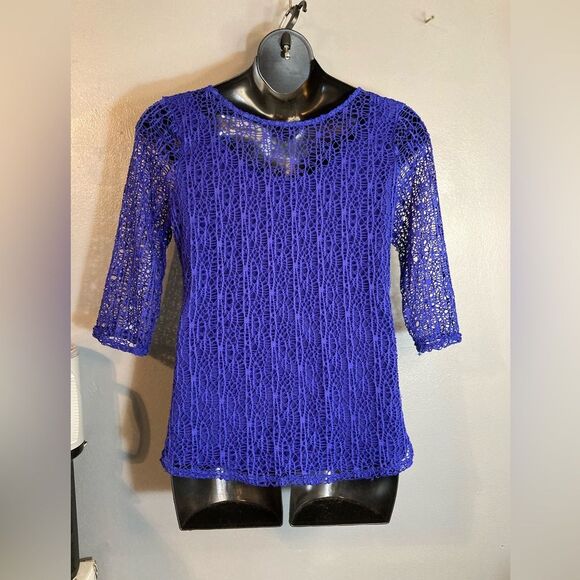 Blue purple crochet top attached tank - Picture 7 of 7